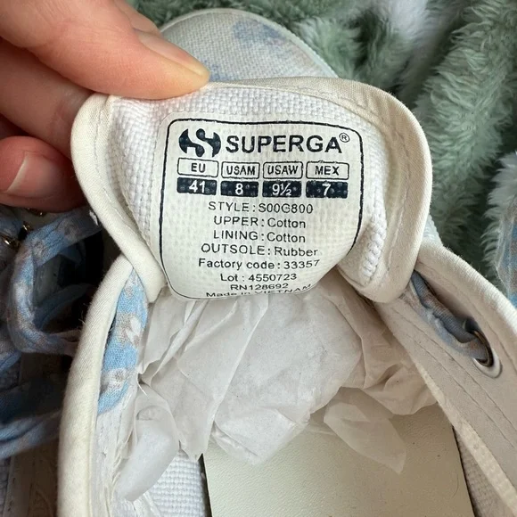 Superga x LoveShackFancy 2750 Sneaker Morning Mist - White/Blue Floral- Size 9.5 - Picture 15 of 15